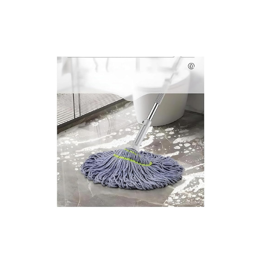 Twist Mop with Microfiber & Scrub Pad – Heavy Duty Spin Wring Mop for Wet & Dry Cleaning | Long Metal Handle (57”), Ultra-Absorbent Head, Hands-Free Self-Twisting System | For Tiles, Wood, Marble & Laminate Floors