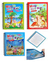 Magic Water Doodle Colouring Book with Refillable Pen – Spiral Bound, Reusable Drawing Pad for Kids (3 Books Set, Age 3+)
