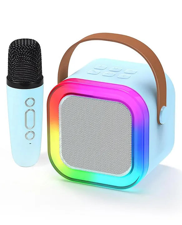 Mini Karaoke Machine with Wireless Mic for Kids | Portable Bluetooth, USB Connectivity Speaker with LED Lights & Music | Fun Singing Toy for Girls & Boys 4-12 Years | Set of 1