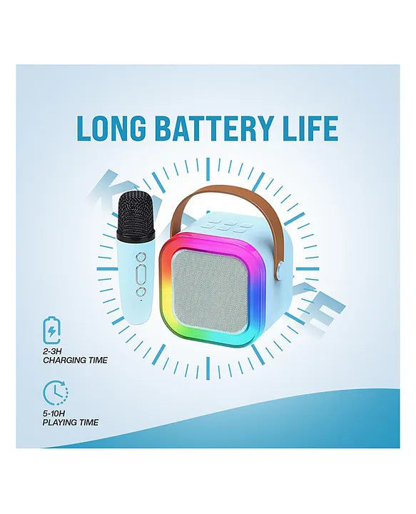 Mini Karaoke Machine with Wireless Mic for Kids | Portable Bluetooth, USB Connectivity Speaker with LED Lights & Music | Fun Singing Toy for Girls & Boys 4-12 Years | Set of 1