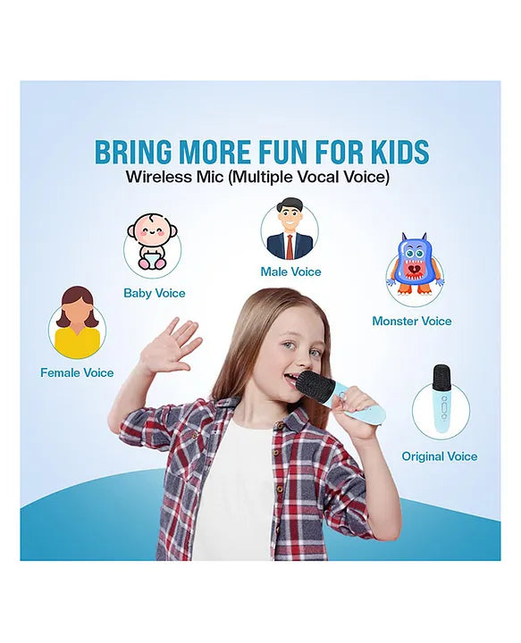 Mini Karaoke Machine with Wireless Mic for Kids | Portable Bluetooth, USB Connectivity Speaker with LED Lights & Music | Fun Singing Toy for Girls & Boys 4-12 Years | Set of 1