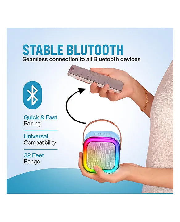 Mini Karaoke Machine with Wireless Mic for Kids | Portable Bluetooth, USB Connectivity Speaker with LED Lights & Music | Fun Singing Toy for Girls & Boys 4-12 Years | Set of 1