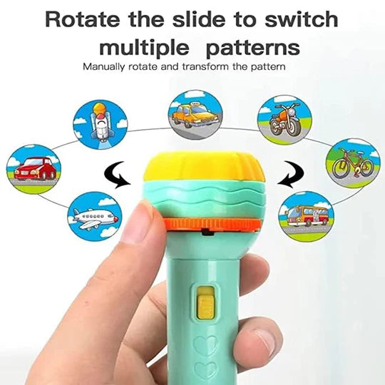 3 Slide Cartoon Story Projector Bedtime Toy for Kids | Projector Flashlight Torch – 24 Patterns