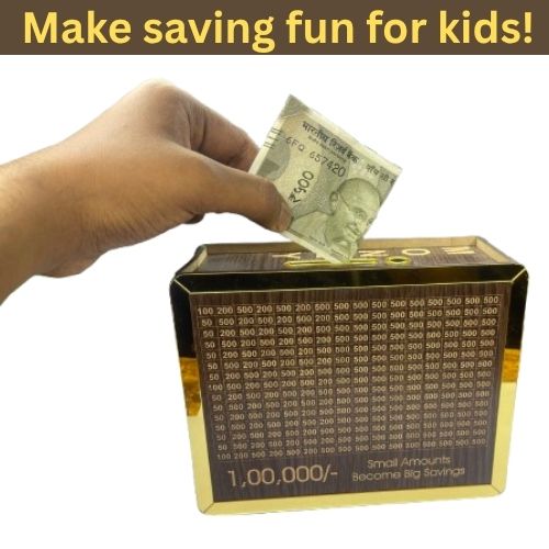 Wooden Money Saving Box | Cash Saver Money Box with Counting Target | ₹1,00,000 Savings Challenge Piggy Bank | Coin & Cash Bank for Boys, Girls and Adult | Durable & Eco-Friendly