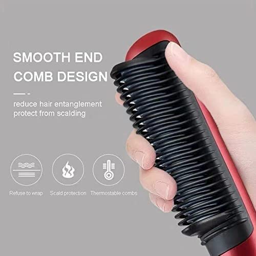2 in 1 Ceramic Hair Straightener Brush for Women | Fast Heating Ionic Hot Comb with 5 Heat Settings, Anti-Scald & Auto Shut-Off