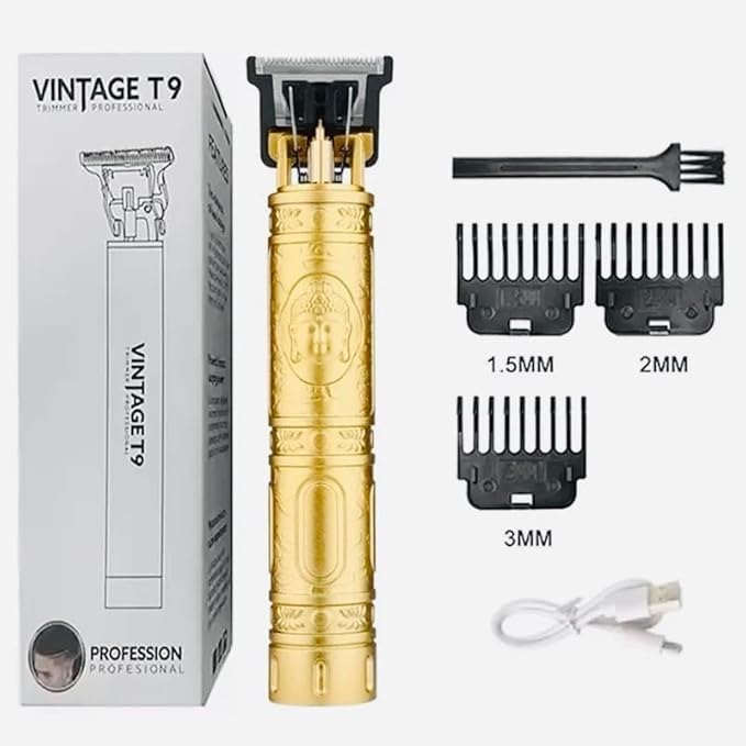Hair Clipper T-Blade Men's Grooming Shaving Machine for Self Cutting Haircut Barbers Trimmers Cutter with 4 Guide Combs (Plastic Budha)