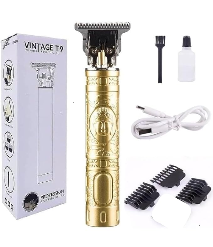 Hair Clipper T-Blade Men's Grooming Shaving Machine for Self Cutting Haircut Barbers Trimmers Cutter with 4 Guide Combs (Plastic Budha)