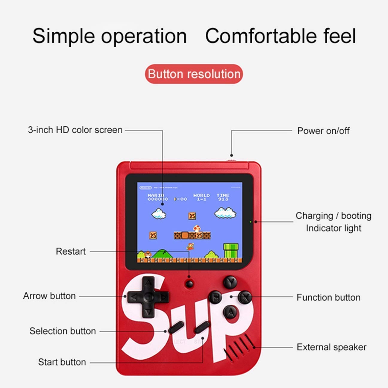 400-in-1 Handheld Retro Game Console – Portable Plug & Play Gaming Box with Preloaded Classic Games for Kids & Family