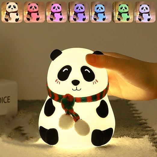 Silicone Panda Touch Lamp Night Light for Kids Squishy Nightlight Lamp Cute Stuff Kawaii Aesthetic Baby Room Decor with 7 Multicolur, Led