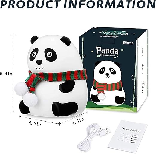 Silicone Panda Touch Lamp Night Light for Kids Squishy Nightlight Lamp Cute Stuff Kawaii Aesthetic Baby Room Decor with 7 Multicolur, Led