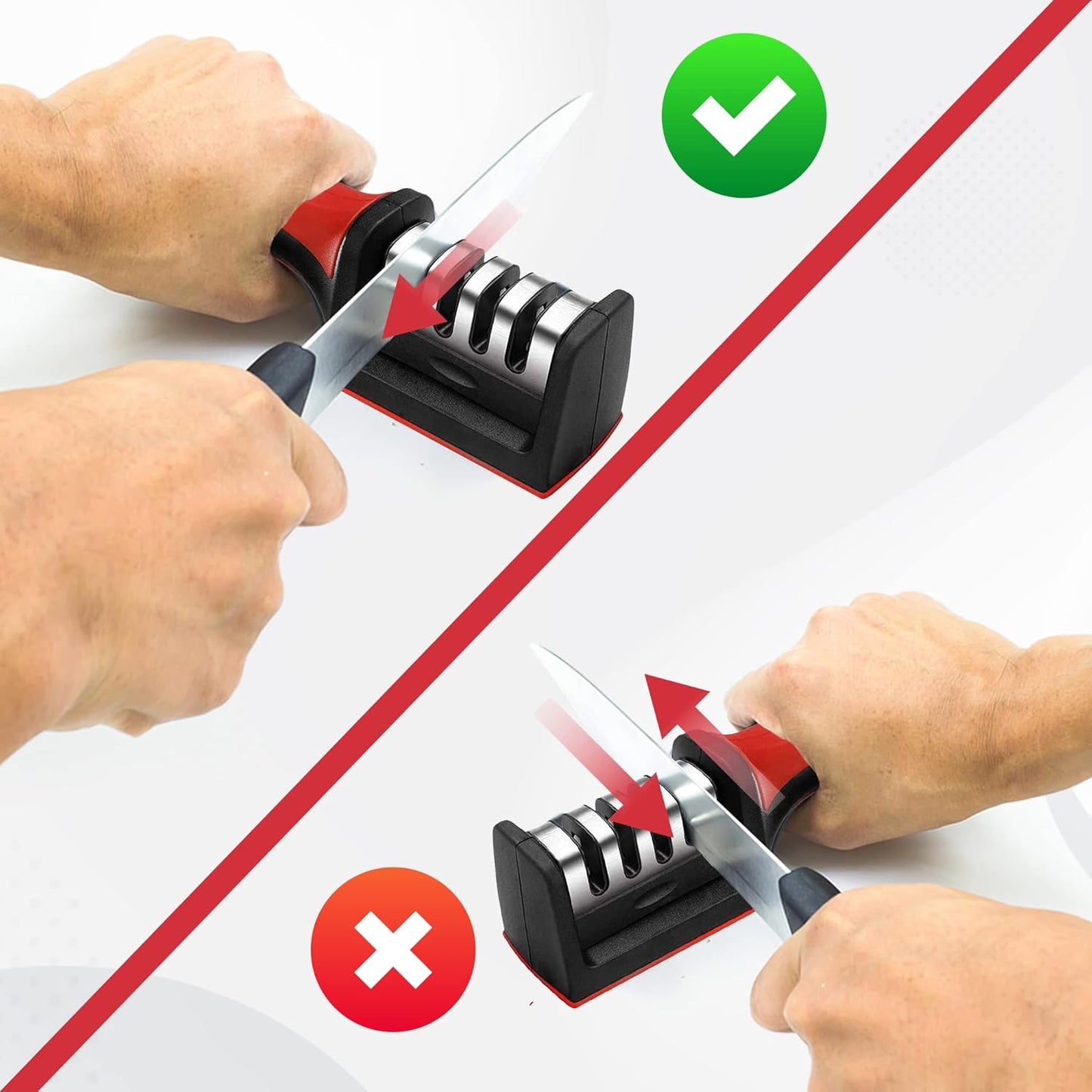 4 in1 Stainless Steel Kitchen Knife Sharpener with 4 Stage Sharpening Slots