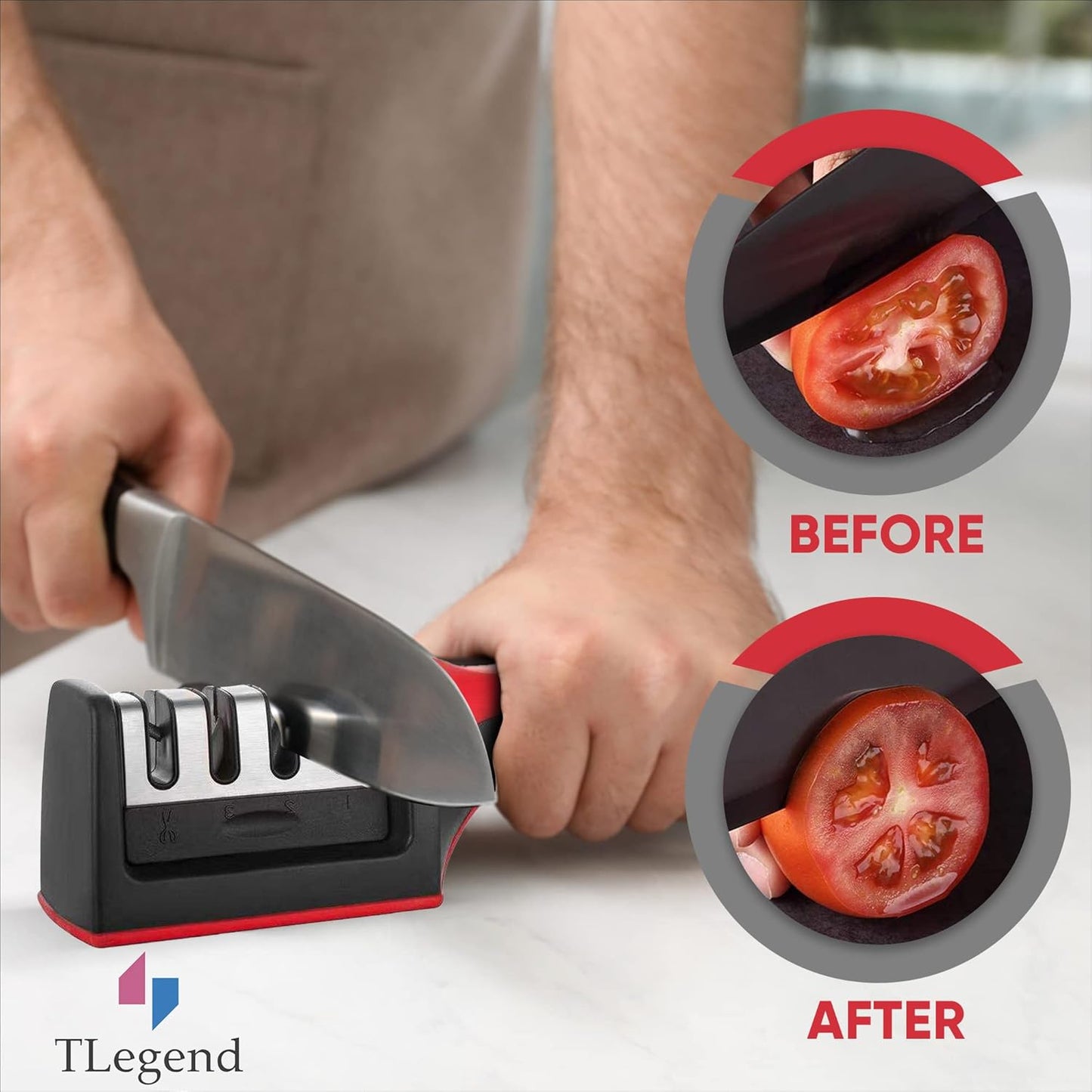 4 in1 Stainless Steel Kitchen Knife Sharpener with 4 Stage Sharpening Slots
