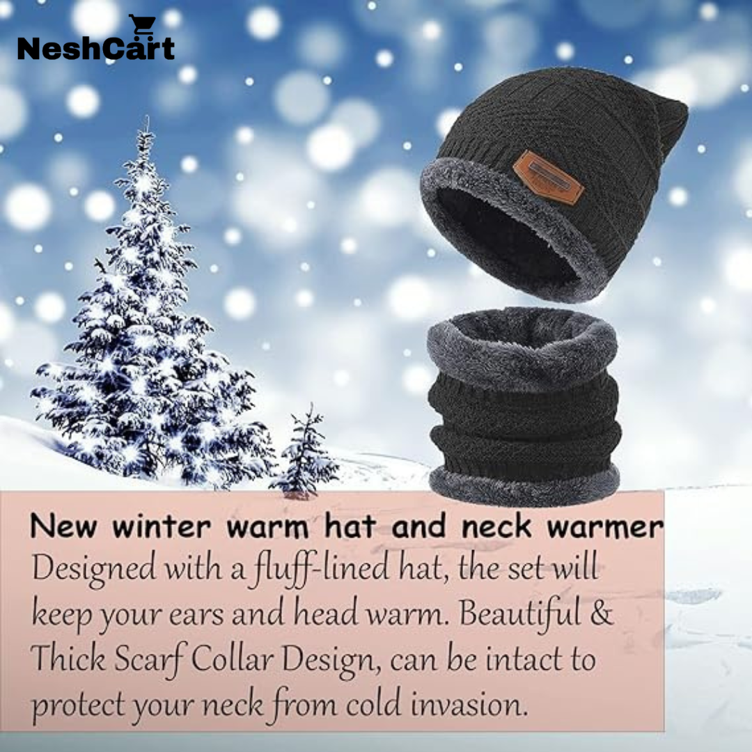 Unisex Winter Hat and Scarf Set | Ultimate Thermal Skull Cap & Neck Gaiter for Cold Weather | Best Outdoor Sports Gear