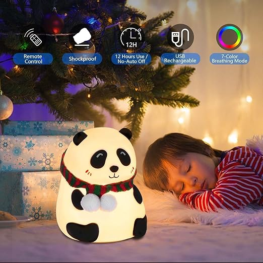 Silicone Panda Touch Lamp Night Light for Kids Squishy Nightlight Lamp Cute Stuff Kawaii Aesthetic Baby Room Decor with 7 Multicolur, Led