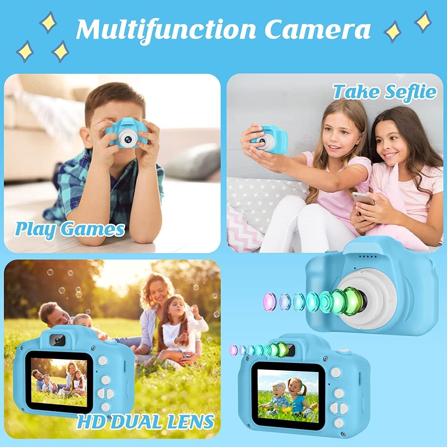 Kids Toy Camera for Girls Boys 13MP 1080P HD Digital Video Camera for Toddler, Christmas Birthday Gifts for 4+ to 10 Years Old Children - Multicolor