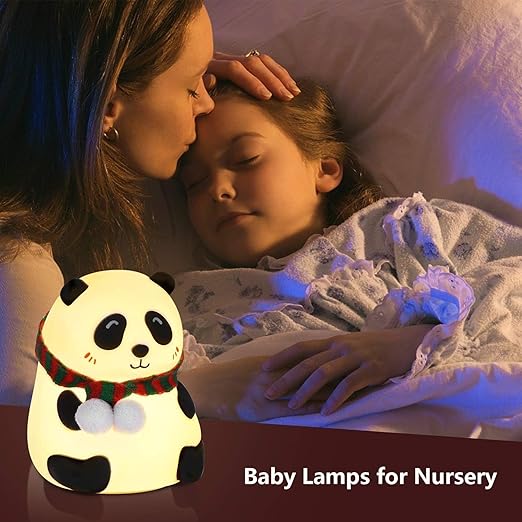 Silicone Panda Touch Lamp Night Light for Kids Squishy Nightlight Lamp Cute Stuff Kawaii Aesthetic Baby Room Decor with 7 Multicolur, Led