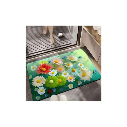 Premium Quick-Dry Rubber Bathroom Mat – 4-Layer Diatomaceous Earth Bath Mat | Anti-Slip, Machine Washable, Fast Water Absorption | 60×40 cm Soft Nubuck Fabric Top & Thick Rubber Base