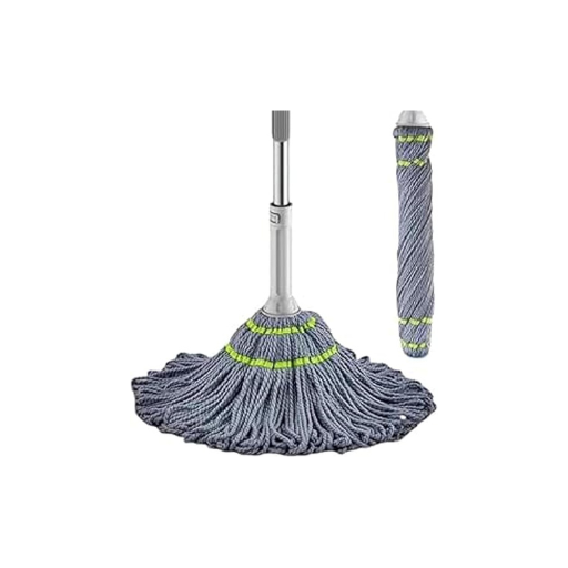 Twist Mop with Microfiber & Scrub Pad – Heavy Duty Spin Wring Mop for Wet & Dry Cleaning | Long Metal Handle (57”), Ultra-Absorbent Head, Hands-Free Self-Twisting System | For Tiles, Wood, Marble & Laminate Floors