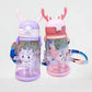 Kids Water Bottle with Strap – 680ml Leakproof, BPA-Free, Soft Spout, One-Button Lid PACK OF TWO (Multicolor)
