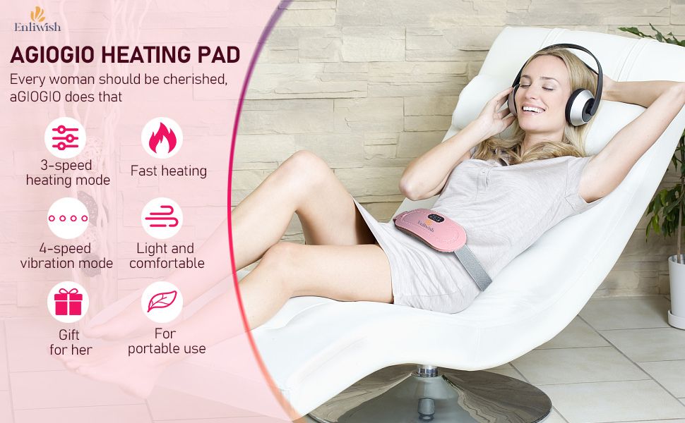 Portable Cordless Heating Pad for Menstrual Cramps Relief – Pink