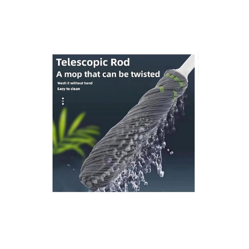 Twist Mop with Microfiber & Scrub Pad – Heavy Duty Spin Wring Mop for Wet & Dry Cleaning | Long Metal Handle (57”), Ultra-Absorbent Head, Hands-Free Self-Twisting System | For Tiles, Wood, Marble & Laminate Floors