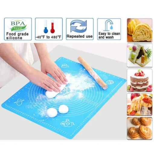 Premium Silicone Roti & Chapati Mat (40 x 50 cm) – Non-Stick, Heat-Resistant Baking and Rolling Surface for Dough & Pastry Prep