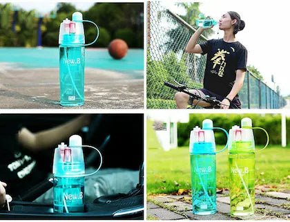 Sporty Mist Water Bottle – 2-in-1 Spray Function, Double Wall, Leakproof, Outdoor Use (Summer Essential)