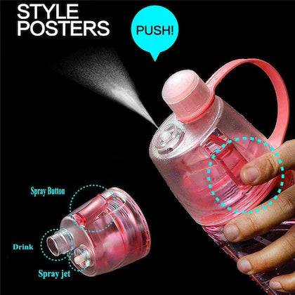 Sporty Mist Water Bottle – 2-in-1 Spray Function, Double Wall, Leakproof, Outdoor Use (Summer Essential)