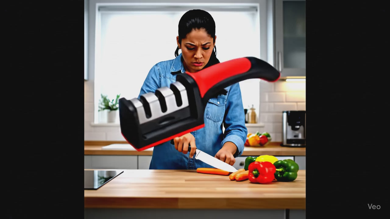 4 in1 Stainless Steel Kitchen Knife Sharpener with 4 Stage Sharpening Slots
