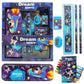 Dream Space Stationery Kit for Kids – 6-in-1 Cartoon School Set with Pencil Box, Crayons, Pencils, Eraser, Scale & Sharpener