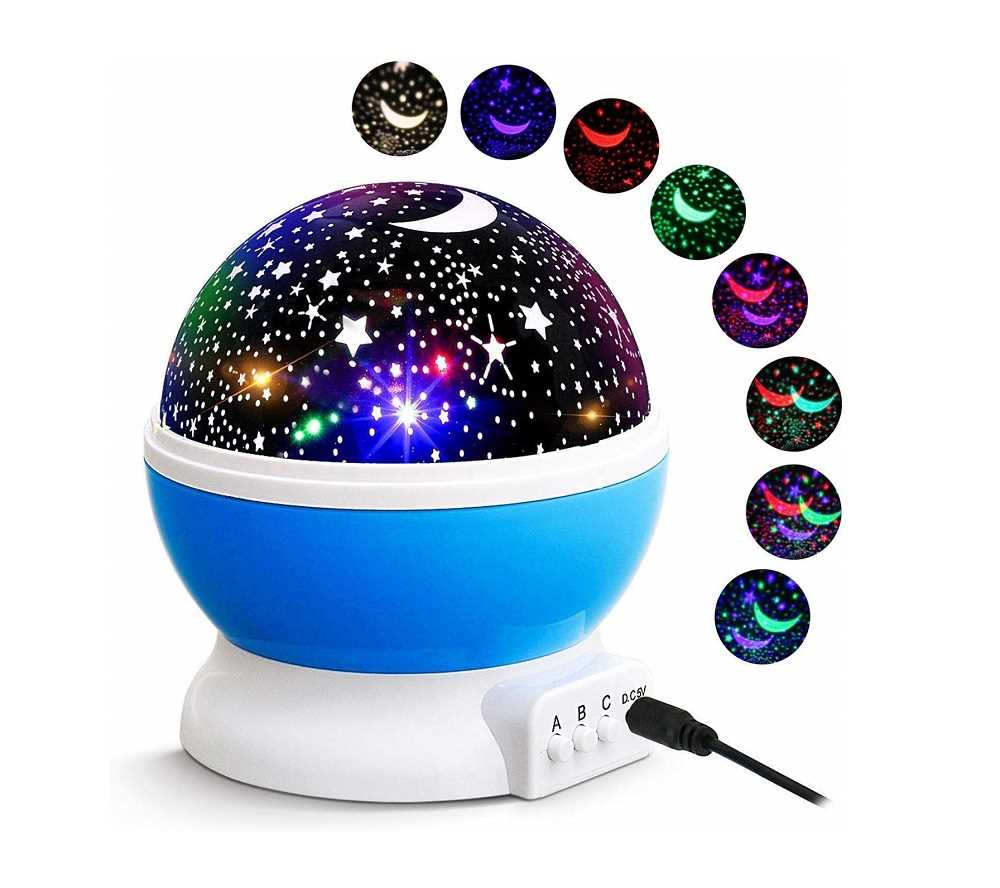 Star Light Projector Night Lamp | Rotating LED Galaxy Moon & Star Projector | Romantic Cosmos Night Light for Kids & Home Decoration