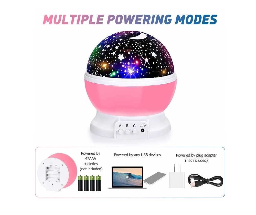 Star Light Projector Night Lamp | Rotating LED Galaxy Moon & Star Projector | Romantic Cosmos Night Light for Kids & Home Decoration