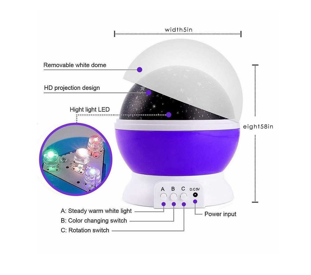 Star Light Projector Night Lamp | Rotating LED Galaxy Moon & Star Projector | Romantic Cosmos Night Light for Kids & Home Decoration