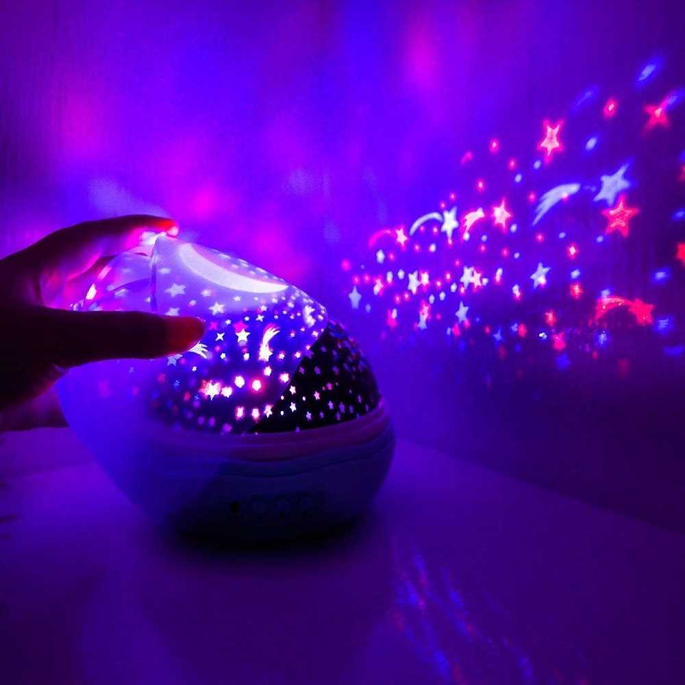Star Light Projector Night Lamp | Rotating LED Galaxy Moon & Star Projector | Romantic Cosmos Night Light for Kids & Home Decoration