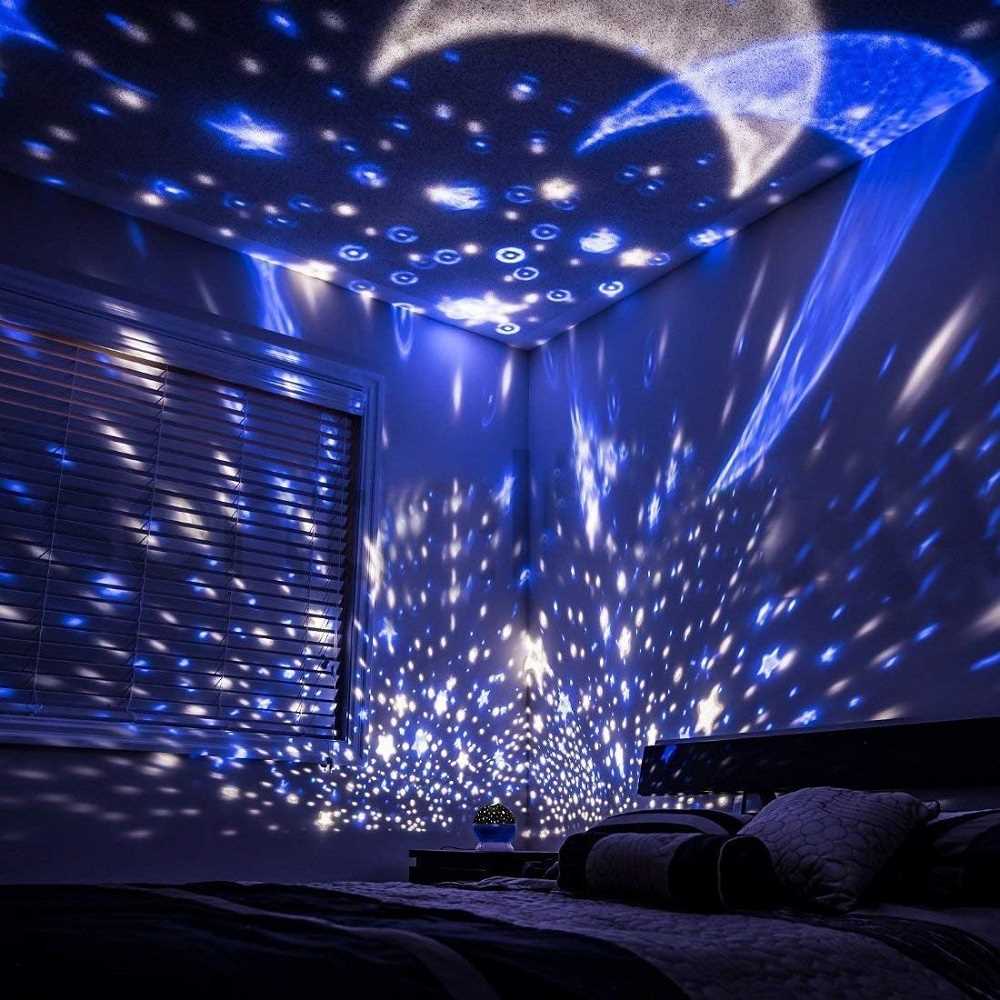 Star Light Projector Night Lamp | Rotating LED Galaxy Moon & Star Projector | Romantic Cosmos Night Light for Kids & Home Decoration